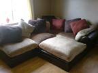 DFS Hemmingway corner sofa,  Leather and fabric corner...